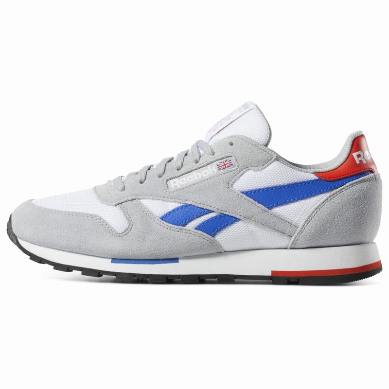 Tenisi Reebok Classic Leather Barbati Albi/Gri/Albastri Romania LC1303ZW